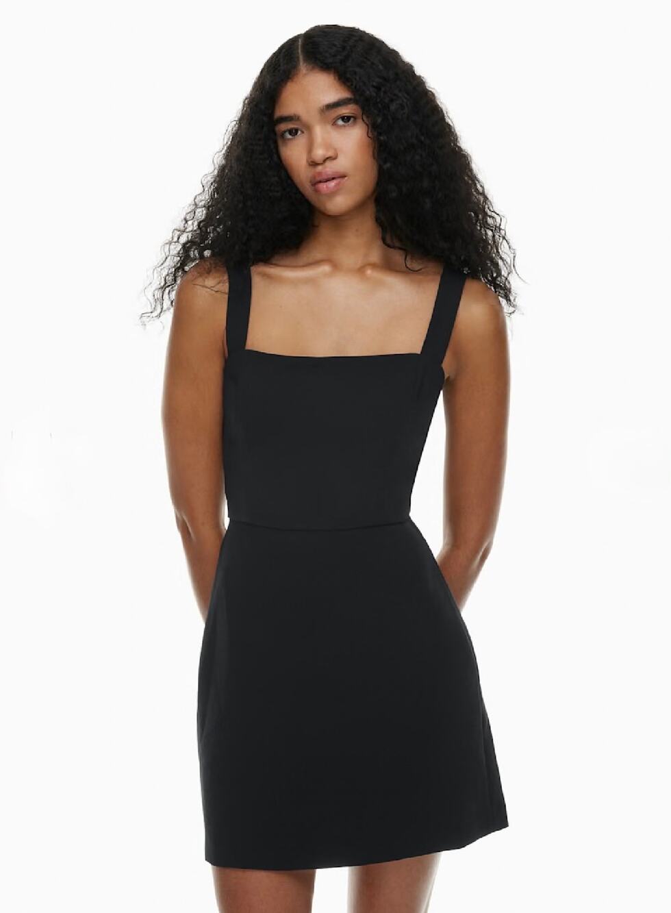 Wilfred Women's Black Japanese Crepe Aperature Tie-Back Mini Dress Size 0